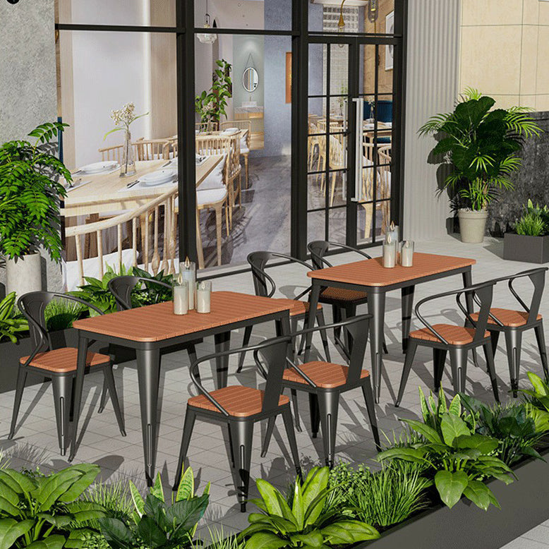 Modern Style Metal Dining Set 1/3/5/7 Pieces Reclaimed Wood Dining Table Set