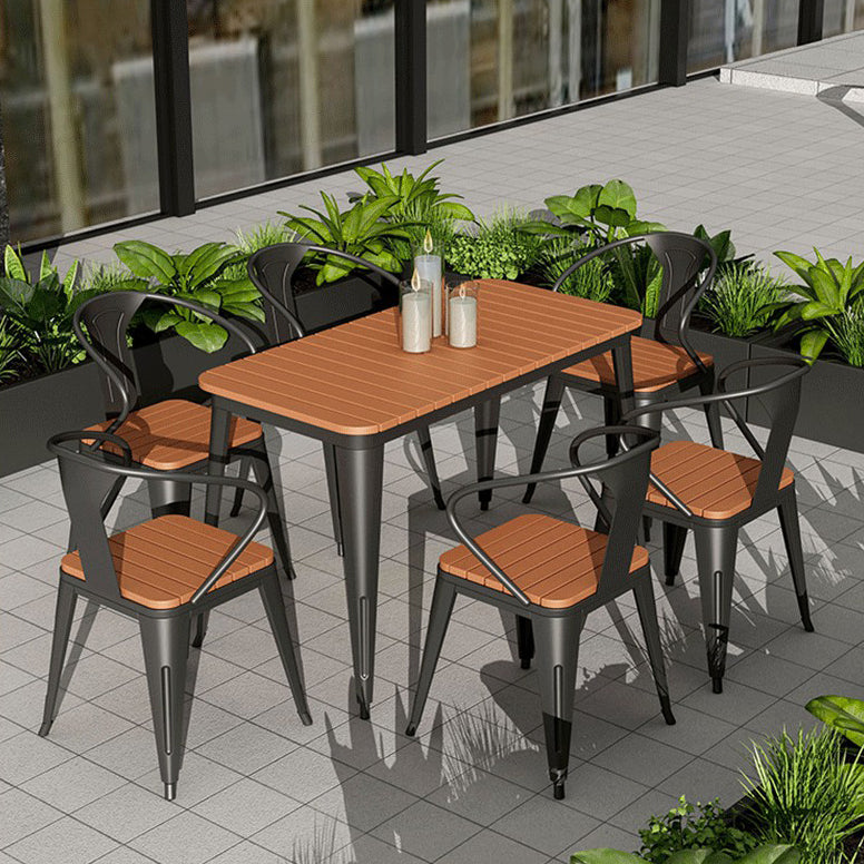 Modern Style Metal Dining Set 1/3/5/7 Pieces Reclaimed Wood Dining Table Set