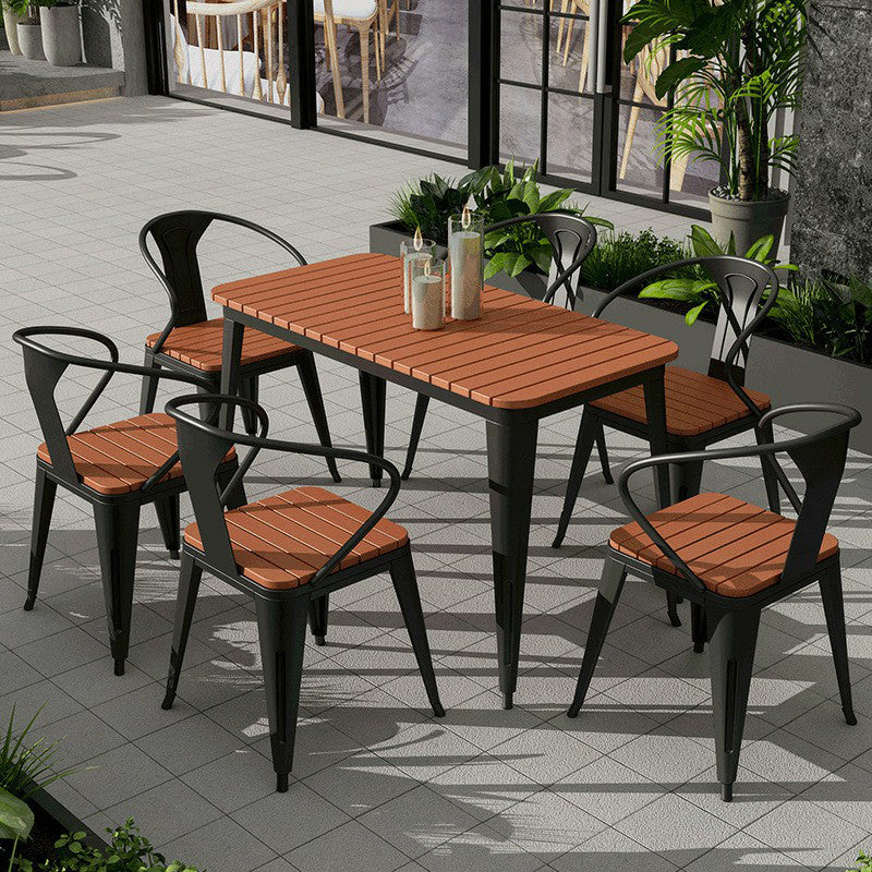 Modern Style Metal Dining Set 1/3/5/7 Pieces Reclaimed Wood Dining Table Set