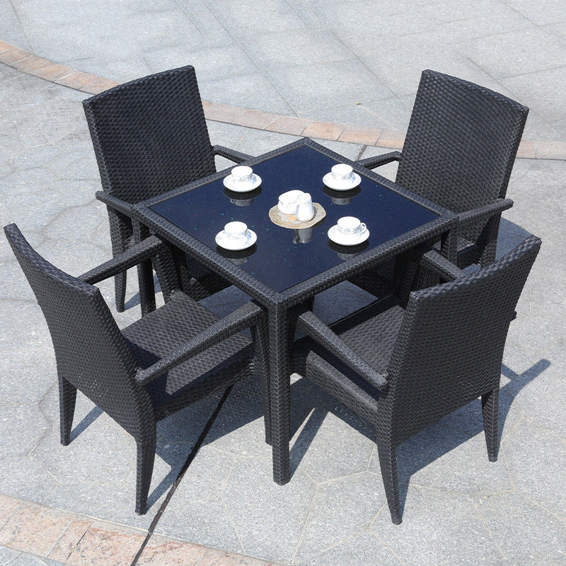 Modern Dining Set 1/5 Pieces Glass Dining Table Set for Outdoor