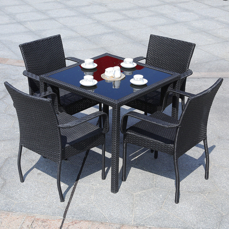Modern Dining Set 1/5 Pieces Glass Dining Table Set for Outdoor