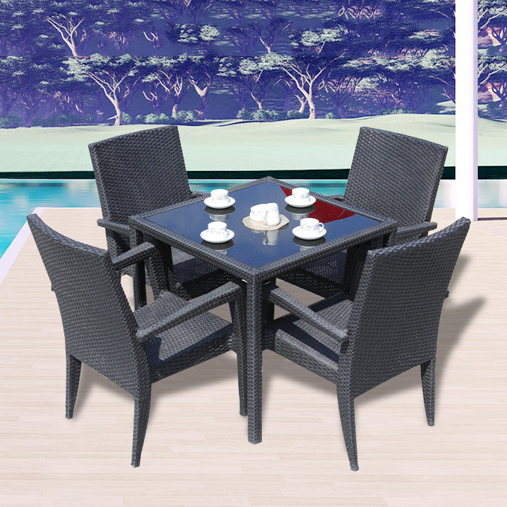 Modern Dining Set 1/5 Pieces Glass Dining Table Set for Outdoor