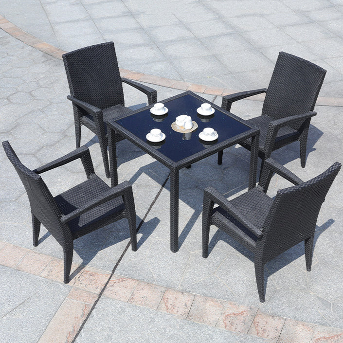 Modern Dining Set 1/5 Pieces Glass Dining Table Set for Outdoor