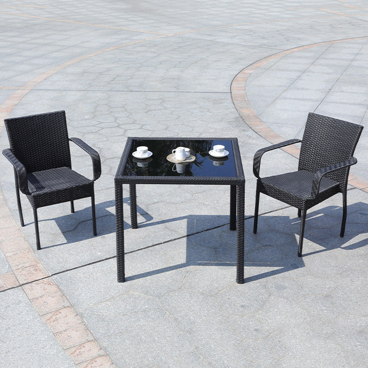 Modern Dining Set 1/5 Pieces Glass Dining Table Set for Outdoor