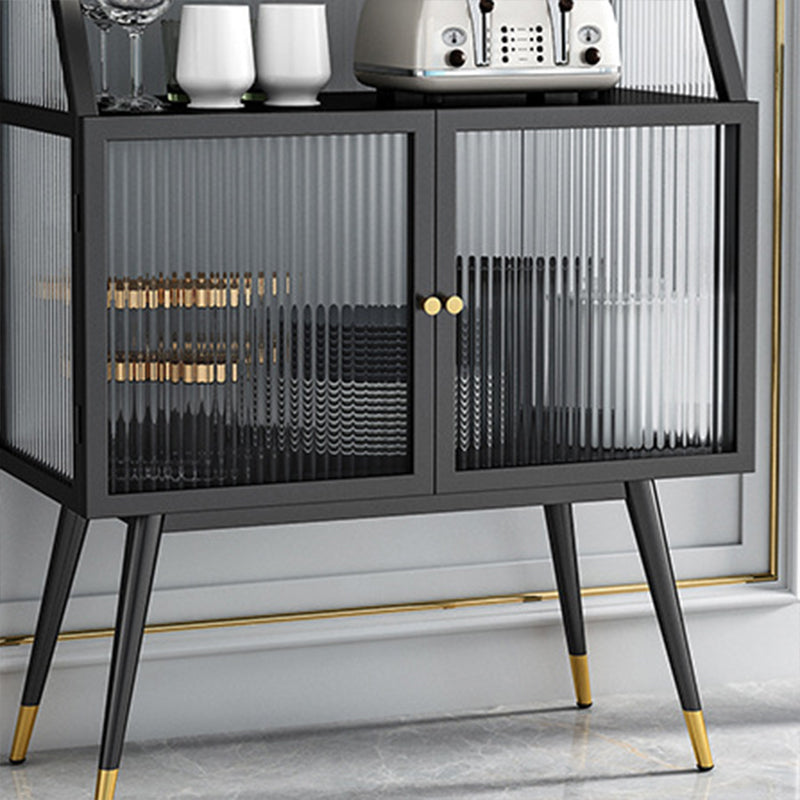 Industrial Curio Cabinet Metal Glass Doors Buffet Cabinet for Living Room
