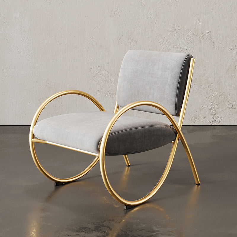 Upholstered Lounge Chair Arms Included Chair with Gold Tone Legs