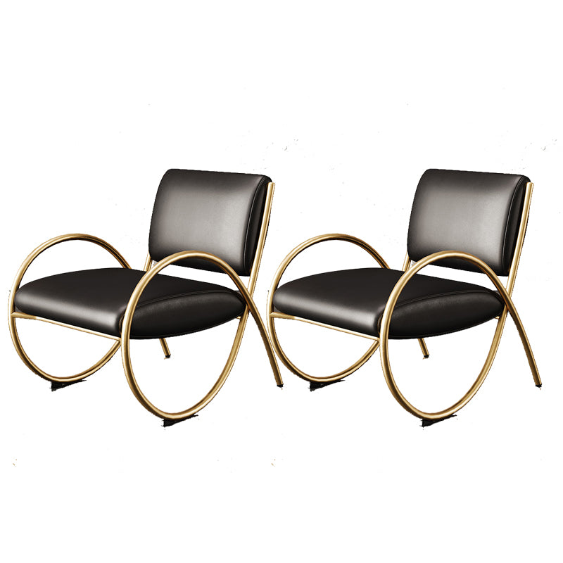 Upholstered Lounge Chair Arms Included Chair with Gold Tone Legs