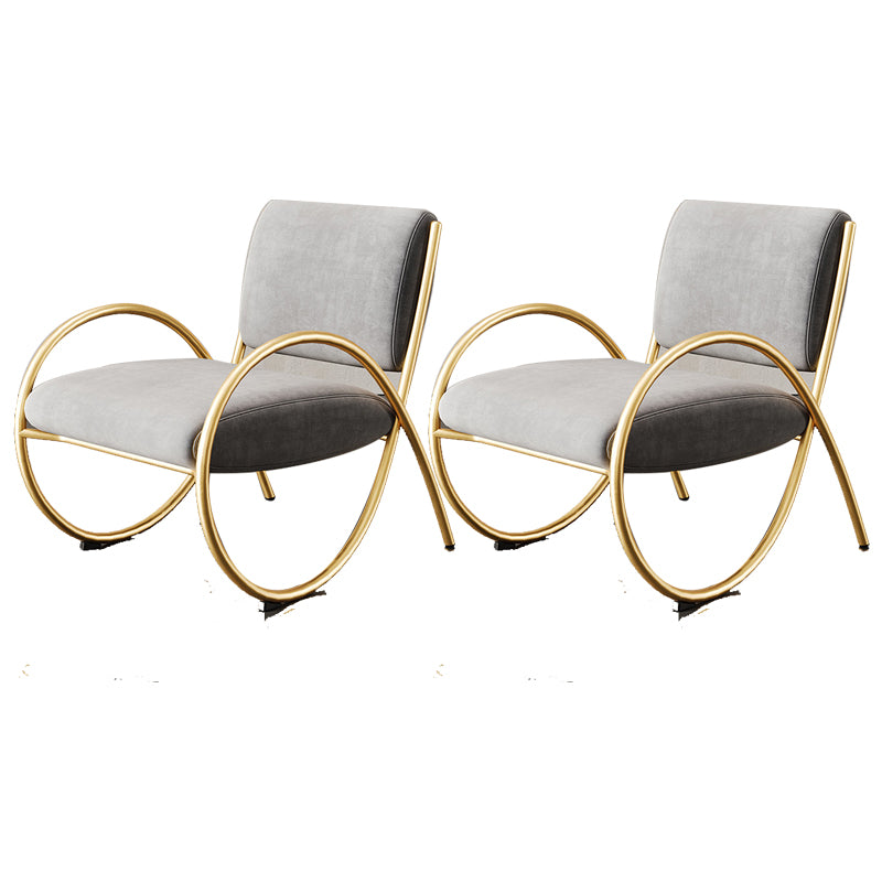 Upholstered Lounge Chair Arms Included Chair with Gold Tone Legs