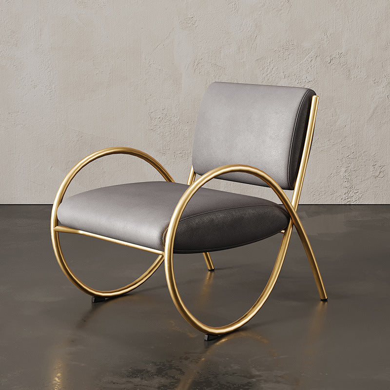 Upholstered Lounge Chair Arms Included Chair with Gold Tone Legs