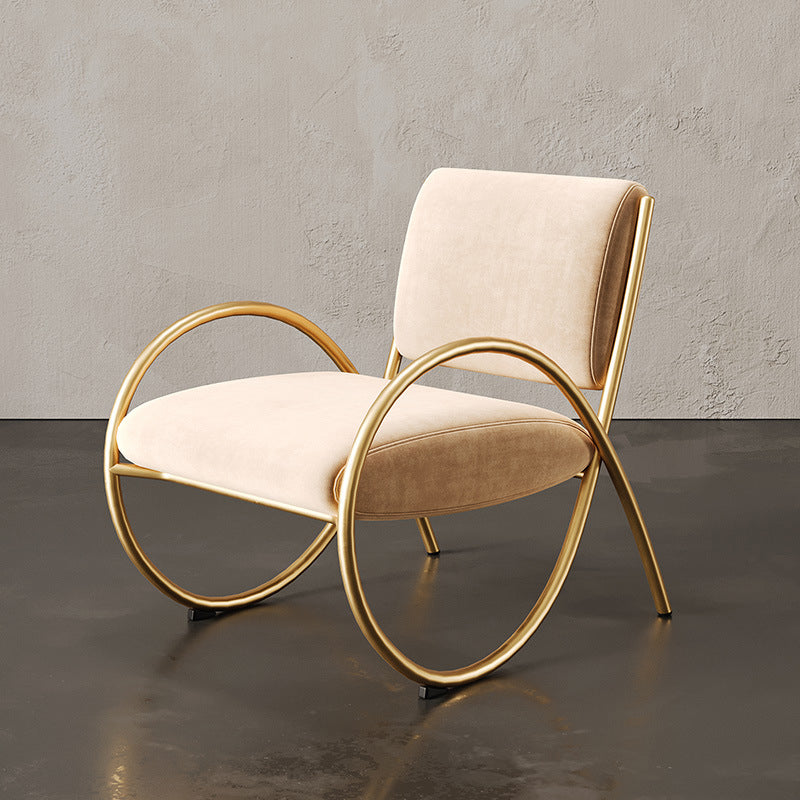 Upholstered Lounge Chair Arms Included Chair with Gold Tone Legs
