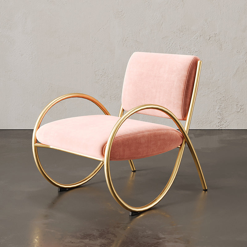 Upholstered Lounge Chair Arms Included Chair with Gold Tone Legs