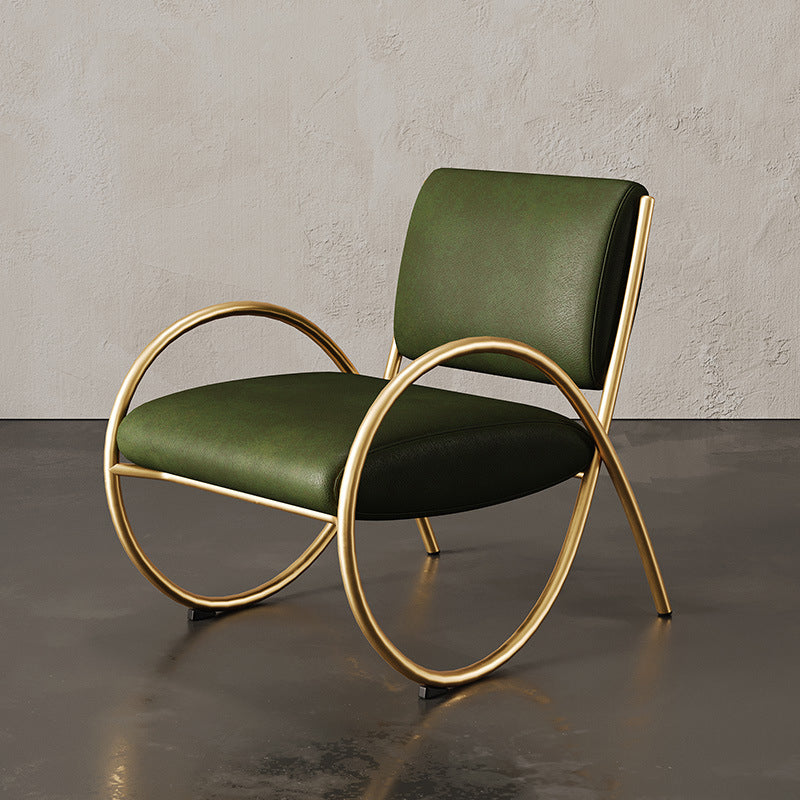 Upholstered Lounge Chair Arms Included Chair with Gold Tone Legs
