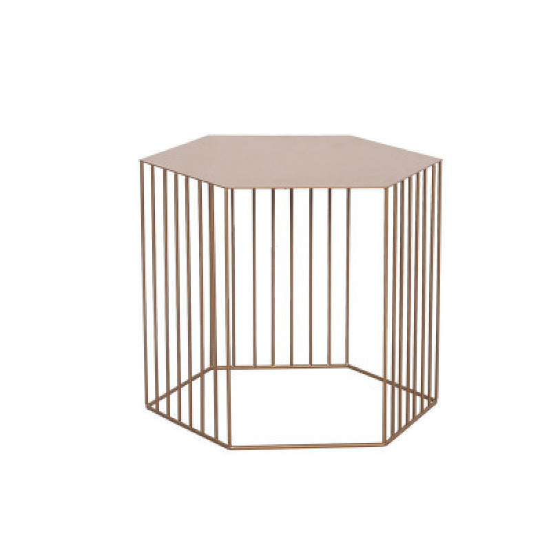 Hexagon Top Side Table Mid-Century Modern Ironcraft Frame End Table