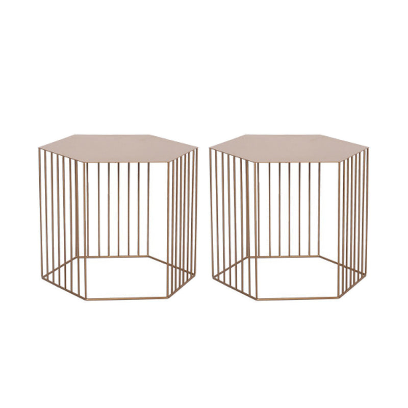 Hexagon Top Side Table Mid-Century Modern Ironcraft Frame End Table