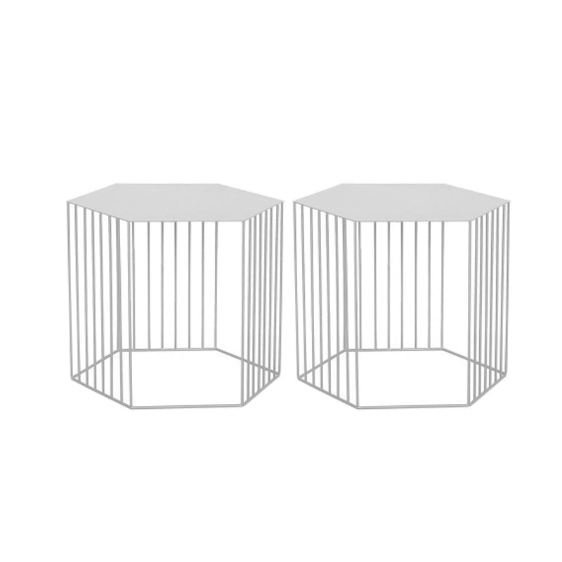 Hexagon Top Side Table Mid-Century Modern Ironcraft Frame End Table