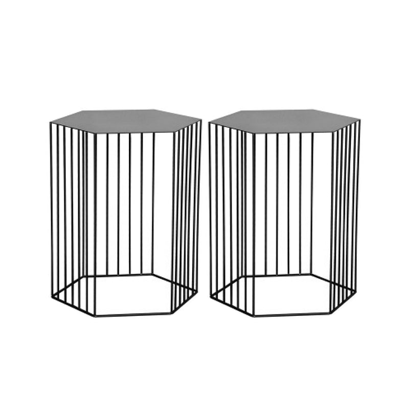 Hexagon Top Side Table Mid-Century Modern Ironcraft Frame End Table