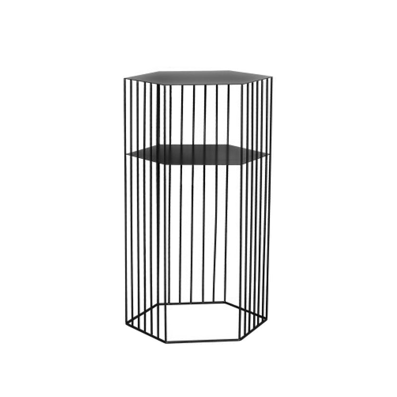 Hexagon Top Side Table Mid-Century Modern Ironcraft Frame End Table