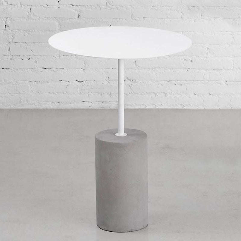 Side Table Metal Pedestal Round Mid-Century Living Room End Table