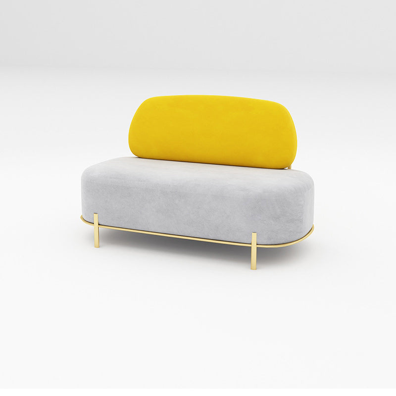 Contemporary Grey Sofa with Golden Frame and Armless Standard Sofa