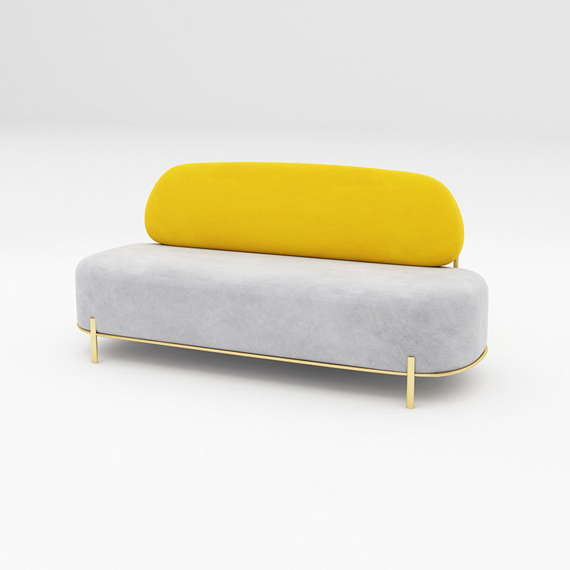 Contemporary Grey Sofa with Golden Frame and Armless Standard Sofa