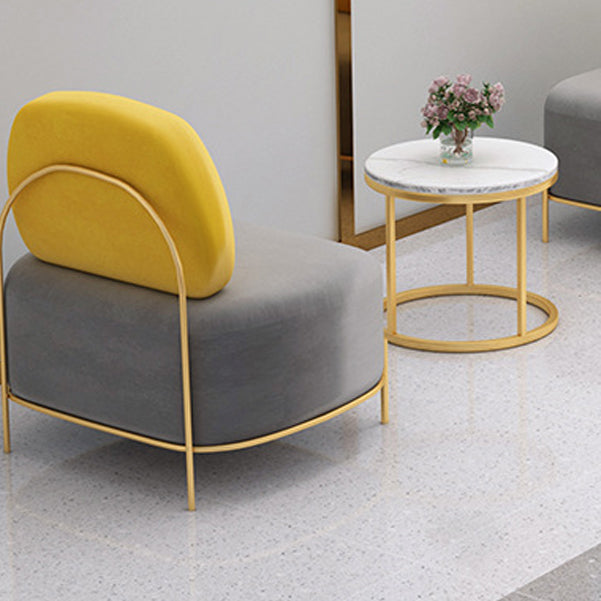 Contemporary Grey Sofa with Golden Frame and Armless Standard Sofa