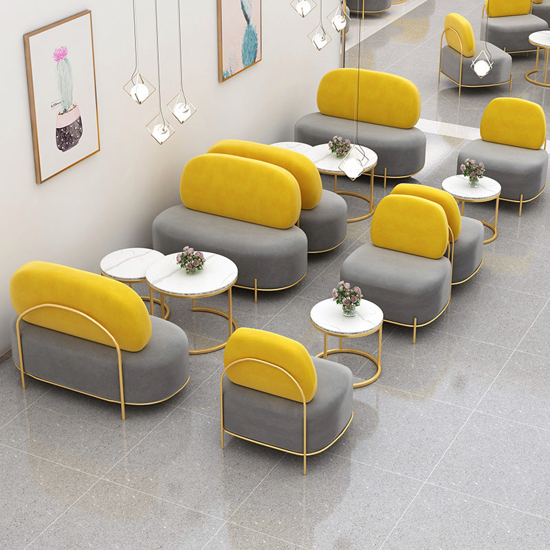 Contemporary Grey Sofa with Golden Frame and Armless Standard Sofa