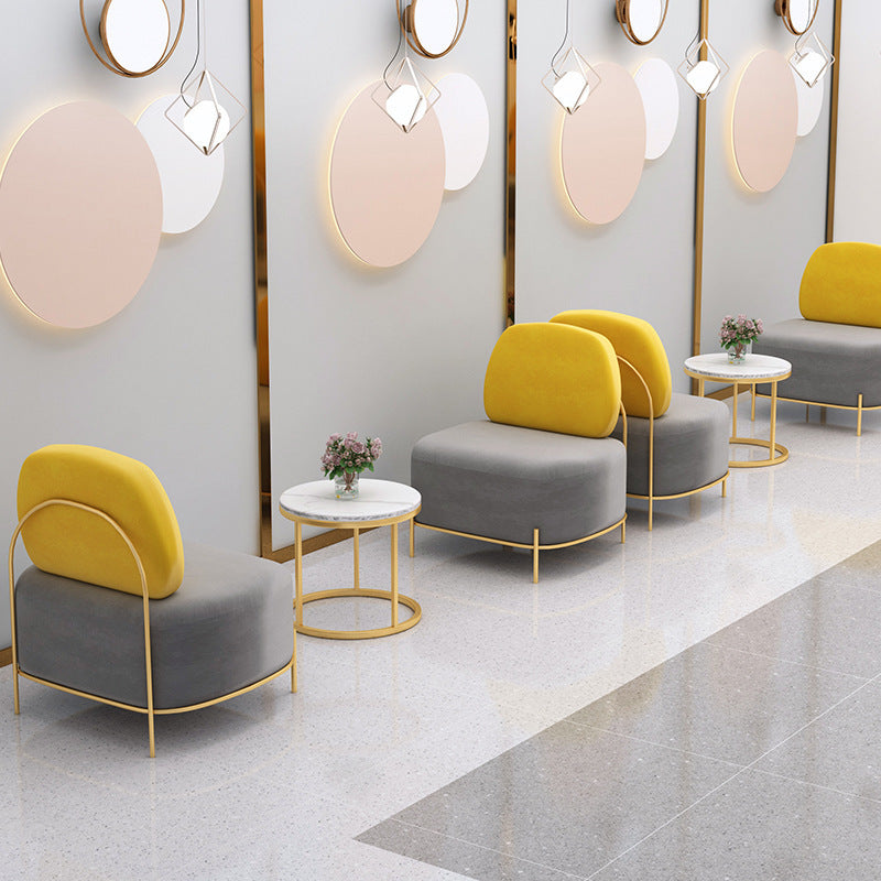 Contemporary Grey Sofa with Golden Frame and Armless Standard Sofa