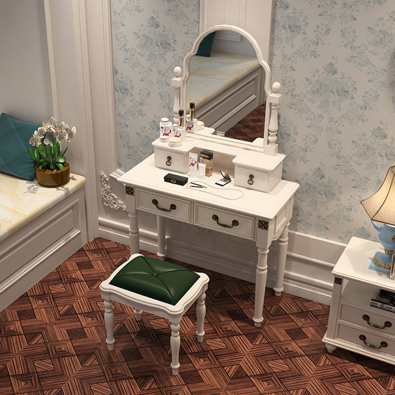 Solid Wood Makeup Vanity Set Victorian 4 Drawers Dressing Table