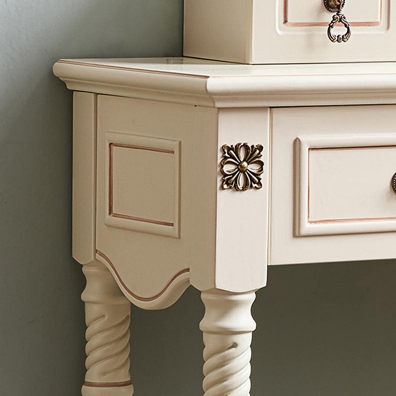 Solid Wood Makeup Vanity Set Victorian 4 Drawers Dressing Table