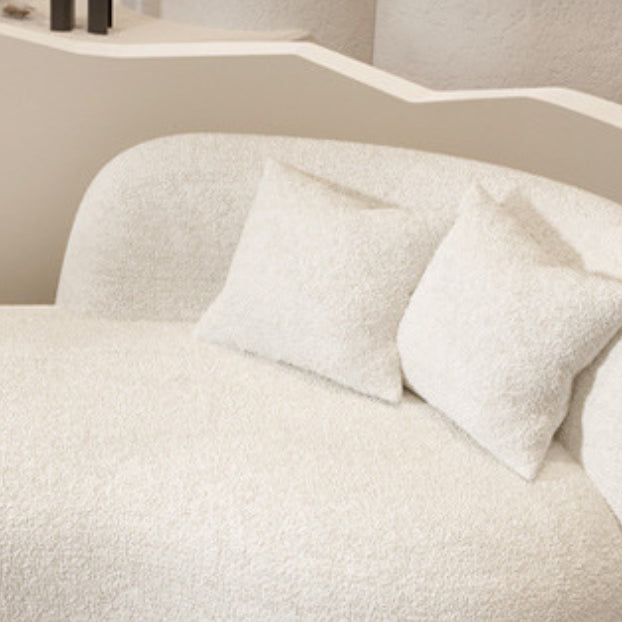 Contemporary White Wool Sofa with Tuxedo Arm and Black Base for Apartment