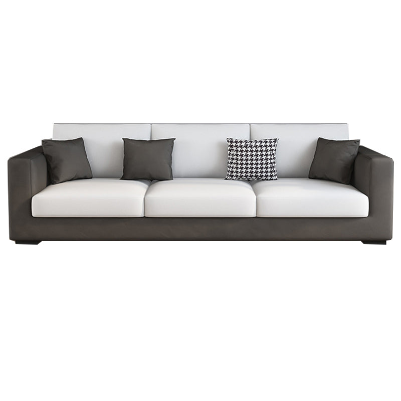 Modern 33.46" H Faux Leather 3-Seater Square Arm Sofa for Living Room