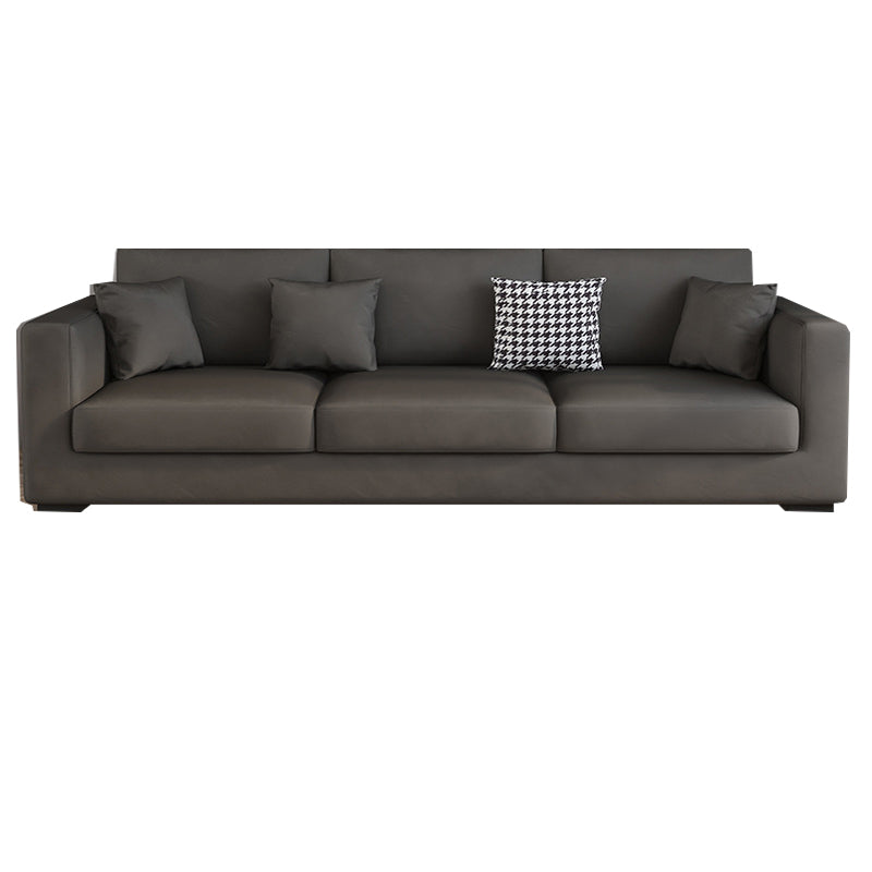 Modern 33.46" H Faux Leather 3-Seater Square Arm Sofa for Living Room