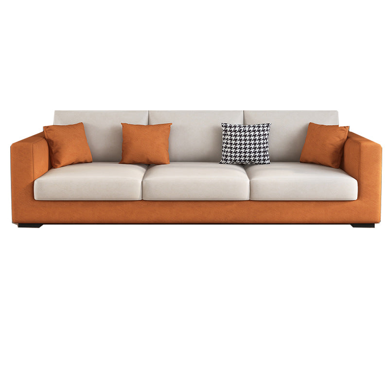 Modern 33.46" H Faux Leather 3-Seater Square Arm Sofa for Living Room