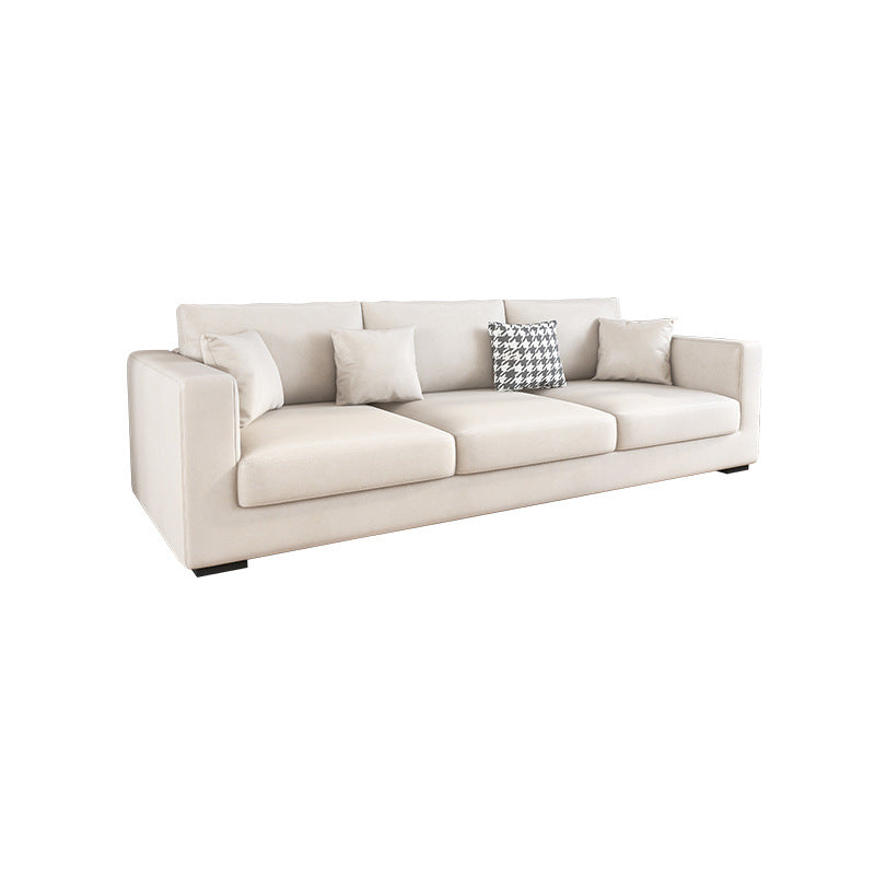 Modern 33.46" H Faux Leather 3-Seater Square Arm Sofa for Living Room