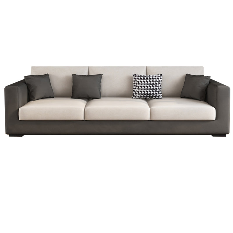 Modern 33.46" H Faux Leather 3-Seater Square Arm Sofa for Living Room