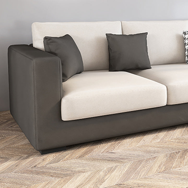 Modern 33.46" H Faux Leather 3-Seater Square Arm Sofa for Living Room