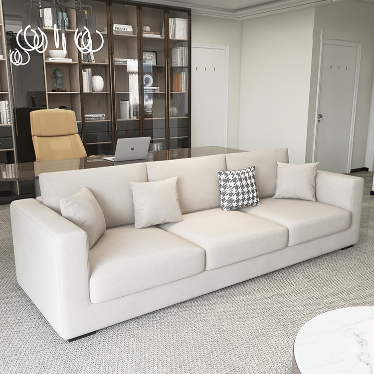 Modern 33.46" H Faux Leather 3-Seater Square Arm Sofa for Living Room