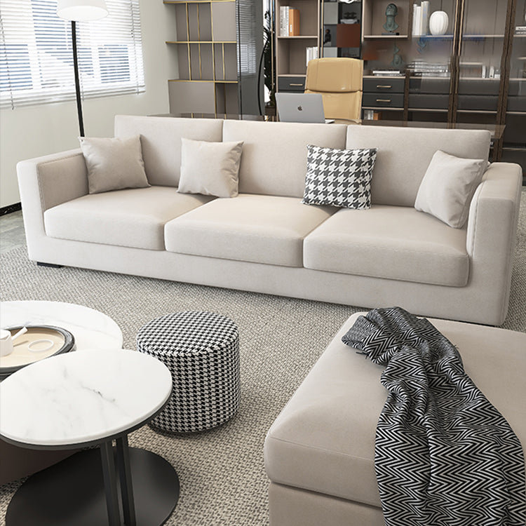 Modern 33.46" H Faux Leather 3-Seater Square Arm Sofa for Living Room