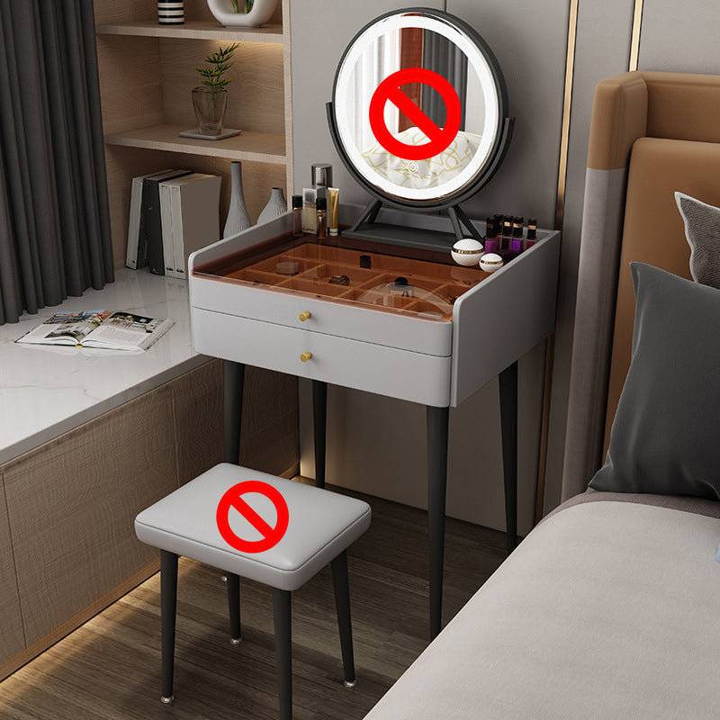 Contemporary Vanity Tables with Drawers, Glass Top Vanity Dressing Table
