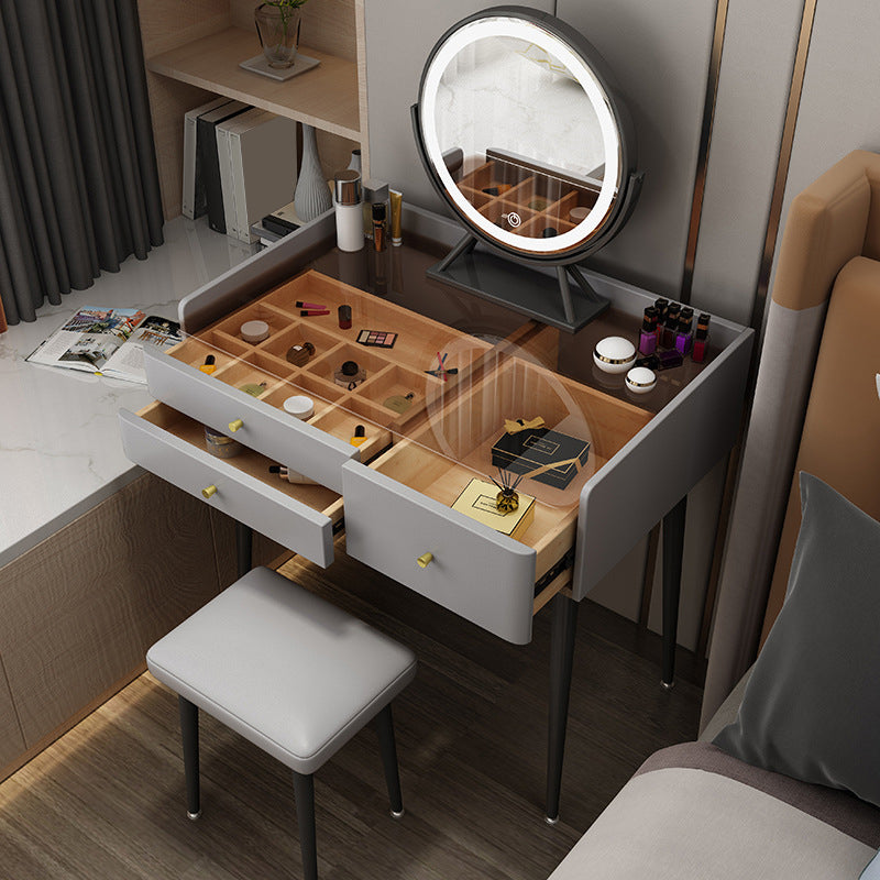 Contemporary Vanity Tables with Drawers, Glass Top Vanity Dressing Table