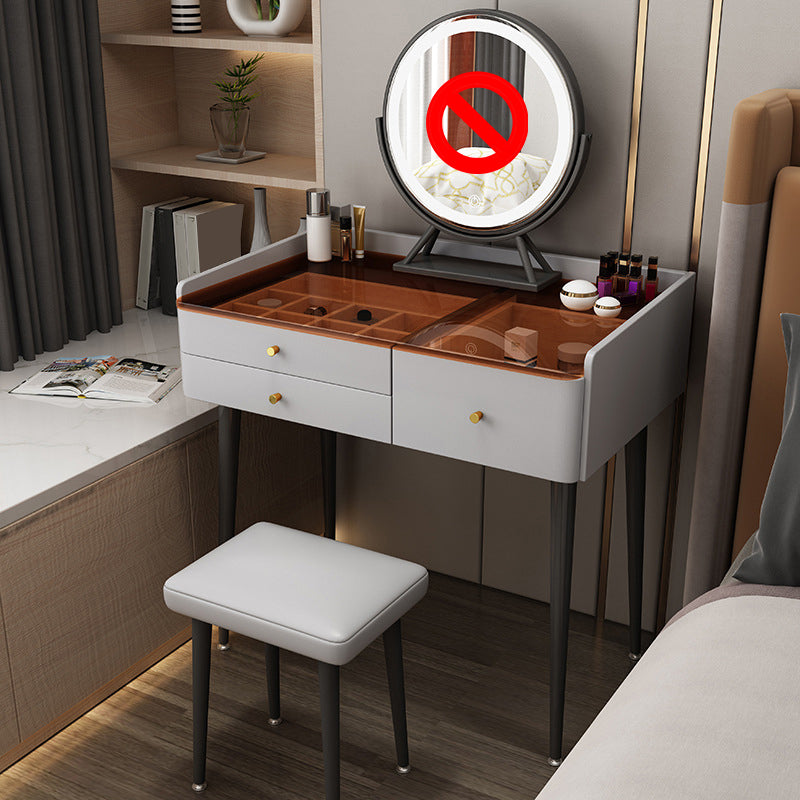 Contemporary Vanity Tables with Drawers, Glass Top Vanity Dressing Table
