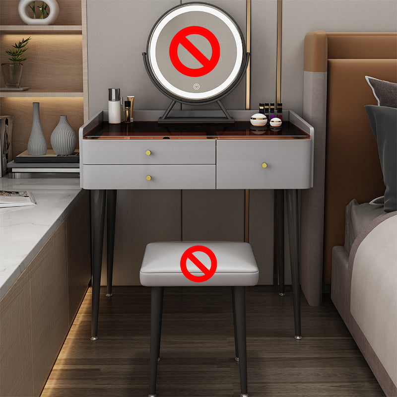 Contemporary Vanity Tables with Drawers, Glass Top Vanity Dressing Table