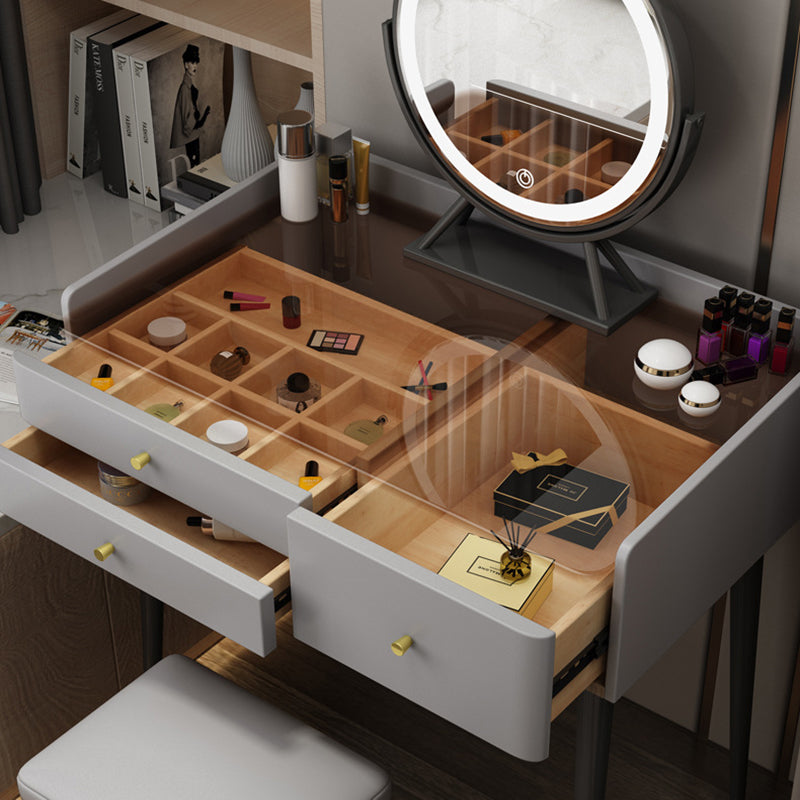 Contemporary Vanity Tables with Drawers, Glass Top Vanity Dressing Table