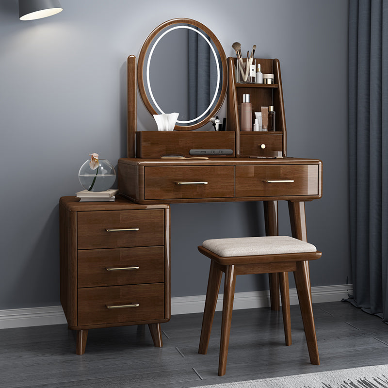 Make-up Vanity Standing Solid Wood 5 Storage Drawers Contemporary