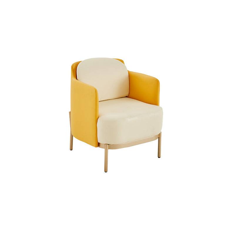 Contemporary Beige Curved Sofa in Genuine Leather with Tight Back
