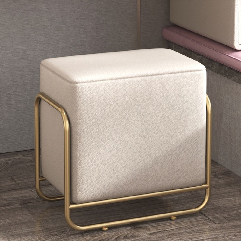 Glam Double Drawers Faux Leather Bedroom with Makeup Table and Stool Make-up Vanity