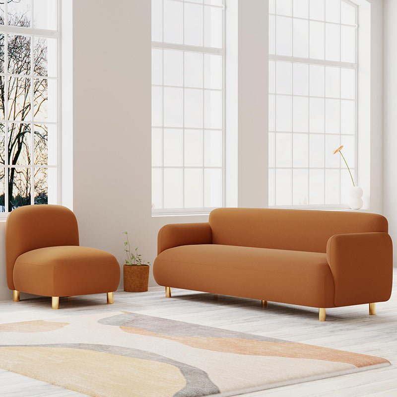 Faux Leather Sofa 27.55" H Recessed Arm Sofa for Living Room