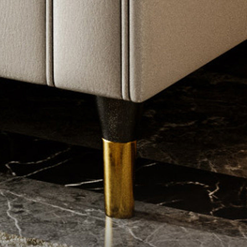 30.7" H Genuine Leather Sewn Pillow Back Tuxedo Arm Sofa for Living Room