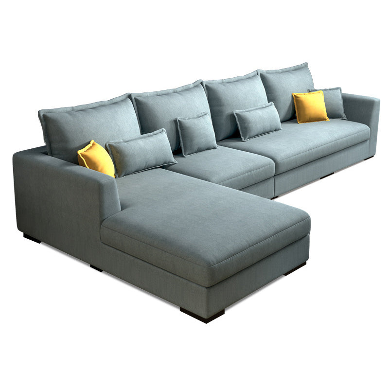 Square Arm Sectional Nordic 4-seater Fabric Sectional with Bolster Pillows