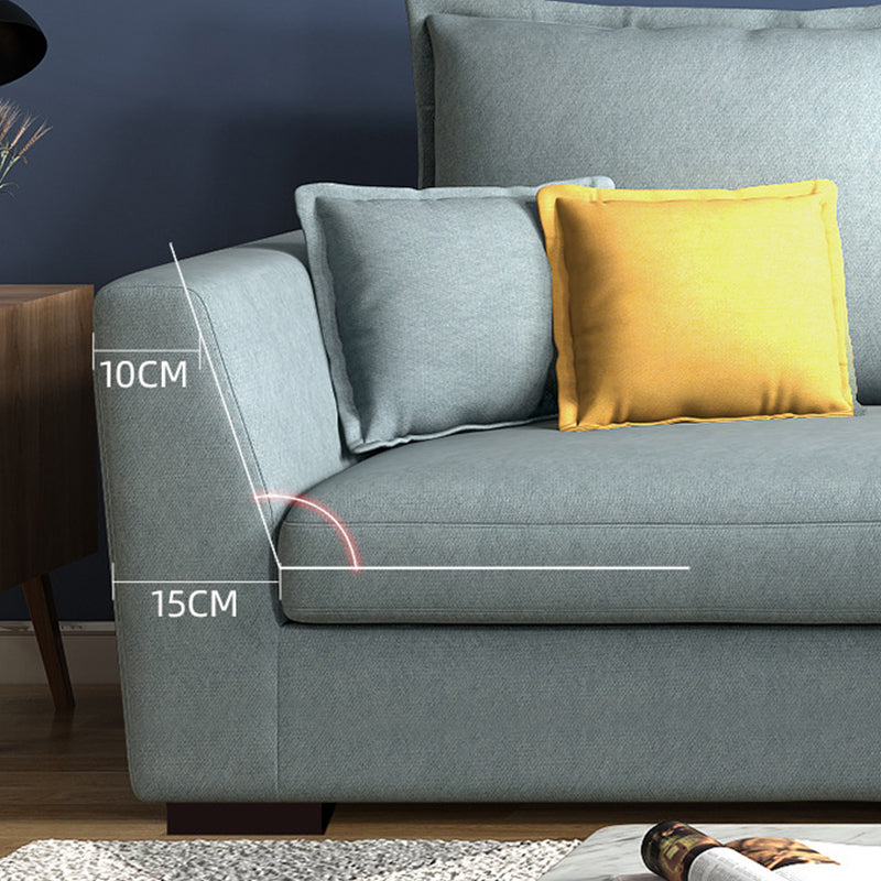 Square Arm Sectional Nordic 4-seater Fabric Sectional with Bolster Pillows